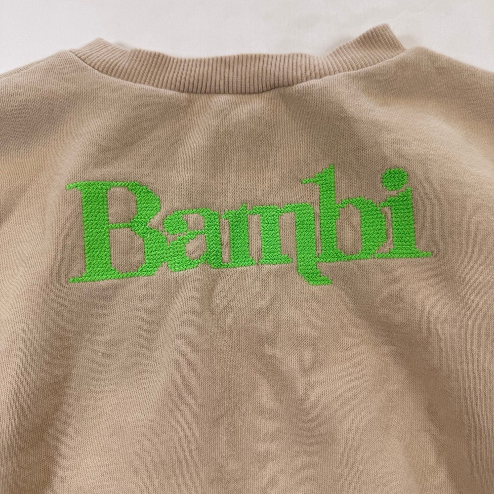 Zara Disney Classics Bambi Sweatshirt Tan Cropped Ribbed Waistband‎ Women Small - Picture 8 of 8